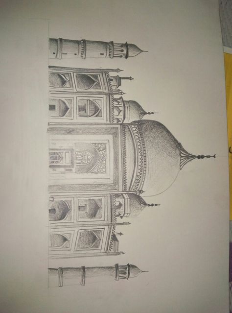 Taj mahal Thajmahalah Drawing, Taj Mahal Pencil Drawing, Monuments Sketches, Taj Mahal Sketch, Taj Mahal Drawing, 1 Point Perspective Drawing, Taj Mahal Art, Postcard Collage, Teen Wallpaper