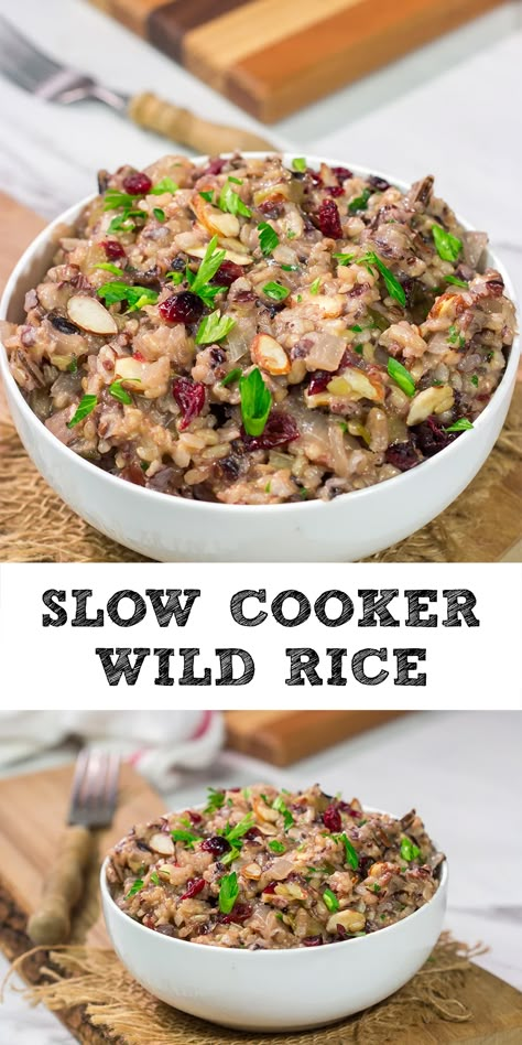 Wild Rice Seasoning Recipe, Wild Rice Recipes Side Dishes, Slow Cooker Wild Rice, Grain Sides, Wild Rice Recipe, Rice Recipes Side, Rice In Crockpot, Easy Dinner Side Dishes, Vegetarian Rice Dishes