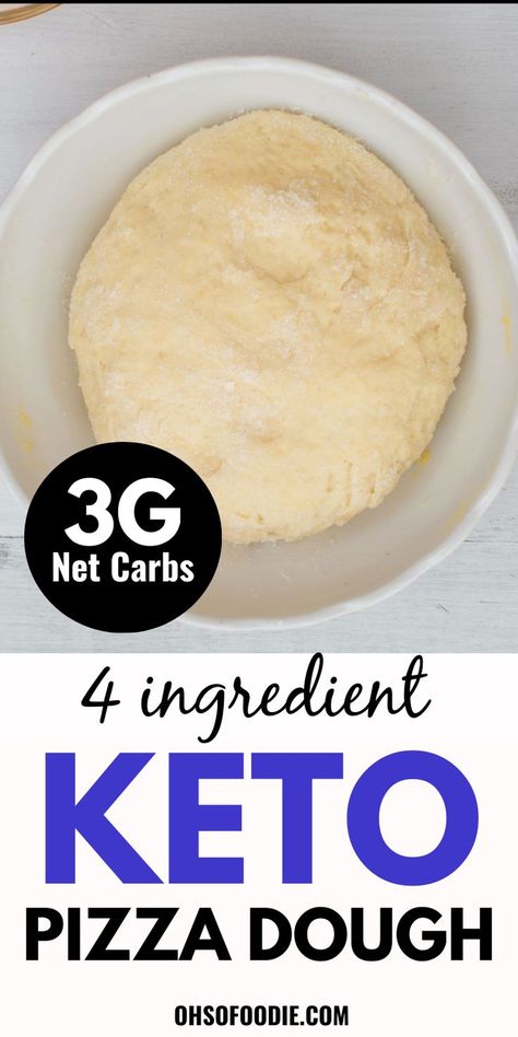 Text reads Keto Pizza Dough Keto Pizza Dough Recipe, Keto Pizza Dough, Keto Pizzas, Keto Fathead Pizza, Keto Fathead Dough, Healthy Pizza Dough, Keto Pizza Crust Recipe, Fathead Dough Recipe, No Yeast Pizza Dough