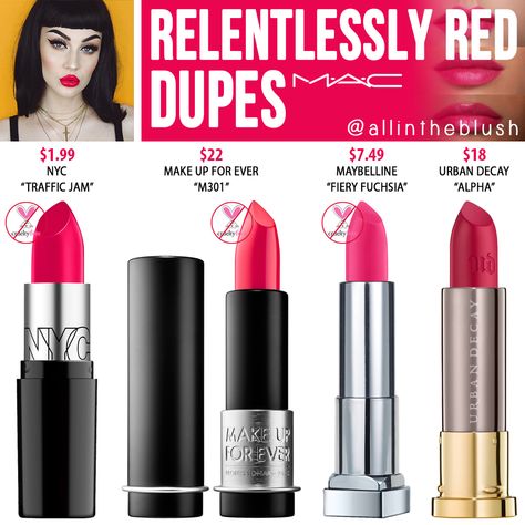 MAC RELENTLESSLY RED LIPSTICK DUPES Mac Relentlessly Red, Mac Cosmetics Lipstick, Lipstick For Fair Skin, Lisa Eldridge, Maybelline Makeup, Makeup Guide, Mac Lipstick, Makeup Geek, Loose Powder