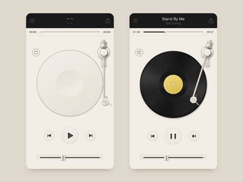 Iphone Music Player, Retro Event, Hud Elements, Music Player Design, Music App Design, Music Player App, Dashboard Interface, Overlay Texture, Vinyl Player