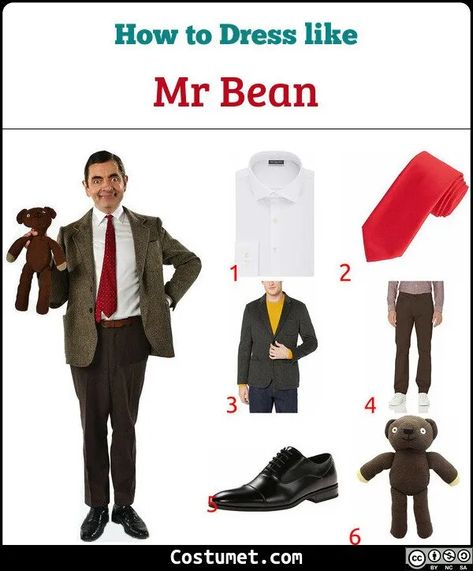 Mr. Bean Costume for Cosplay & Halloween 2020 Mr Bean Costume, Movie Costumes Men, Mouse Fancy Dress, Movie Character Outfits, Brown Tweed Jacket, Cartoon Halloween Costumes, British Costume, Movie Character Costumes, Movie Halloween Costume