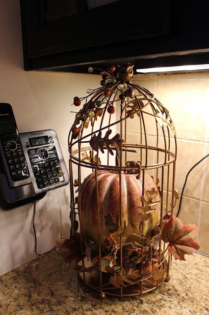 Bird Cage Centerpiece, Antique Booth Displays, Easy Halloween Decorations, Bird Cage Decor, Fall Deco, Autumn Decorating, Bird Cages, Booth Display, Fall Centerpiece