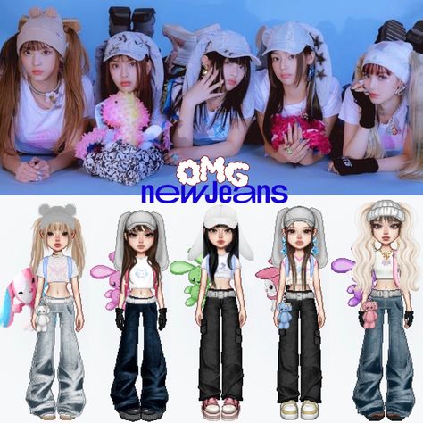 new jeans in everskies New Jeans Costumes Kpop, New Jeans Everskies Outfit, Omg New Jeans Outfit Kpop, Kpop New Jeans Outfit, New Jeans Concert Outfit, New Jeans Performance Outfit, Everskies Gift Code, New Jeans Clothes Kpop, New Jeans Everskies