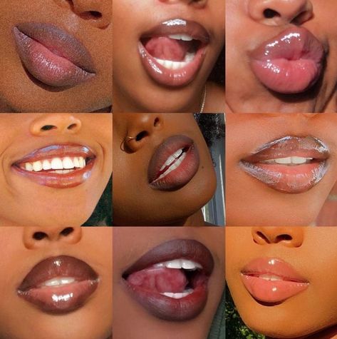 Different Kinds Of Lips, Black Women Lip Combo, 90s Lip Liner And Gloss, Two Toned Lips Natural, Lip Looks Black Women, Black Women Lips, Lip Combo For Dark Skin, Two Toned Lips, Lip Combos For Black Women