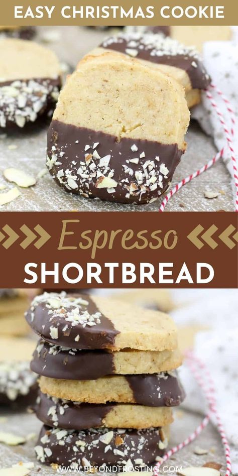 Espresso Shortbread Cookies, Espresso Shortbread, Chocolate Nutella Cookies, Almond Shortbread Cookies, Chocolate Shortbread Cookies, Espresso Cookie, Raspberry Cookies, Dipped Cookies, Shortbread Cookie Recipe