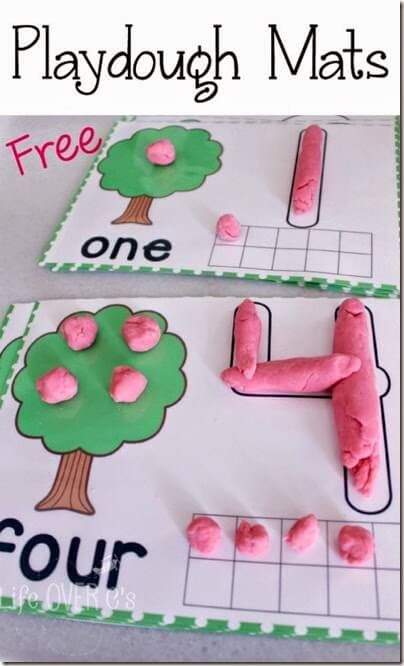 Tens Chart, Apple Playdough, Play Dough Activities, Playdough Numbers, Playdough Number Mats, Printable Tree, Kids Play Dough, Counting Mats, Play Dough Mats