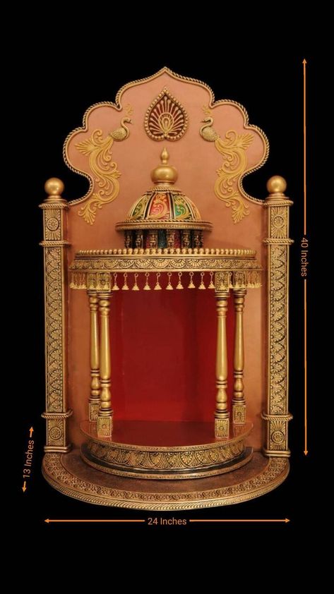 Thermocol Temple Design, Singhasan Design, Temple Decoration Ideas, Miniature Temple, Wooden Temple For Home, Traditional Background, Ganpati Decoration Theme, Pooja Unit, Temple Decoration