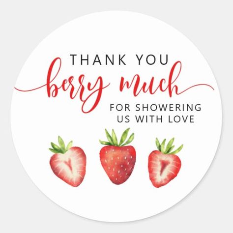 Strawberry Thank You Berry Much Baby Shower Favor Summer Craft - strawberry, baby shower, thank you berry much, girl shower, berry sweet, berries, summer, watercolor, red, fruit Strawberry Birthday Party, Sweet Baby Shower Ideas, Girl Birthday Party Favors, Favour Tags, Strawberry Birthday, Strawberry Baby, Strawberry Party, First Birthday Party Themes, First Birthday Themes