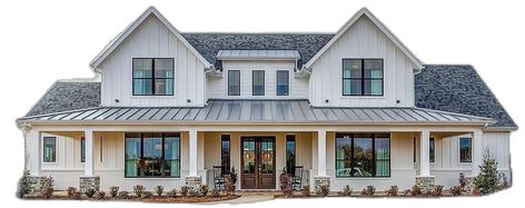 Farmhouse Fanatics on Instagram: “Who doesn’t love a white exterior?! It’s timeless and beautiful! Love this #whitefarmhouse by @walkerdesignandcompany ❤️ . Use…” White House, Roof, Farmhouse, Exterior, On Instagram, White, Instagram, Design