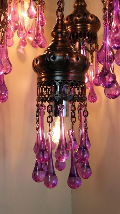 Whimsy Bedroom, Whimsigoth Room, Lighting Apartment, Ottoman Lamps, Purple Chandelier, Turkish Ottoman, Turkish Lamps, Colourful Tile, Mood Lighting