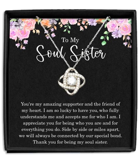 PRICES MAY VARY. 🎁 Perfect Soul Sister Gift: Whether it's a birthday, a wedding, or any special occasion, this friendship necklace is the perfect gift for your cherished BFF. Show your appreciation and celebrate your friendship with this heartfelt present. ✨ Elegant Design: Crafted with meticulous attention to detail, this necklace is handcrafted using genuine .925 sterling silver. Its elegant design is polished to perfection, making it a timeless and exquisite piece. 💎 Sparkling Charm: The pe Soul Sister Gifts, Necklace For Best Friend, Sentimental Jewelry, Friendship Birthday, Soul Sisters Gifts, Special Friend Quotes, Unbiological Sister, Sentimental Jewellery, Best Friends Sister