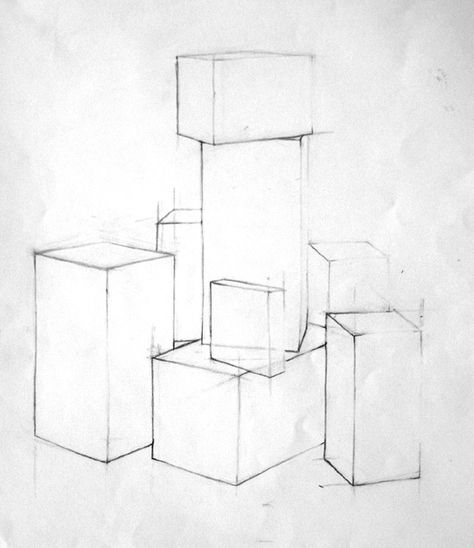 Geometric Shapes Drawing, Structural Drawing, Section Drawing, Perspective Drawing Lessons, Object Drawing, Contour Drawing, Perspective Art, Basic Drawing, Construction Drawings