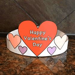 Valentine's Day Hat - Paper craft (Black and White Template) Fox Valentine, Valentine Hats, Cadeau St Valentin, Kindergarten Valentines, Valentines Headband, Valentine's Day Crafts For Kids, Preschool Valentines, Valentine Activities, Toddler Valentines