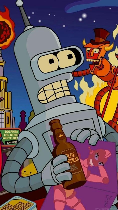 Cool Screensavers, Futurama Bender, Tufting Diy, Cool Background, Acid Art, Supreme Wallpaper, Simpsons Art, Matt Groening, Cool Backgrounds Wallpapers