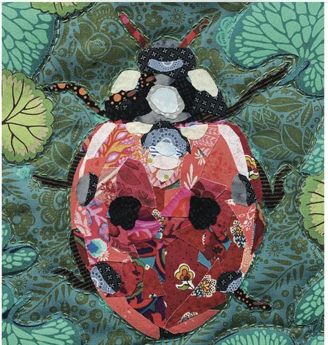 Illustrative Textiles, Collage Quilter, Ladybug Quilt, Insect Project, Bug Quilt, Ladybug Applique, Textile Art Projects, Collage Quilting, Collage Project