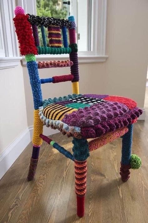 Crochet Furniture, Funky Chairs, Rustic Home Design, Bohemian Interior, Freeform Crochet, Funky Furniture, Album Design, Crochet Art, Crochet Home