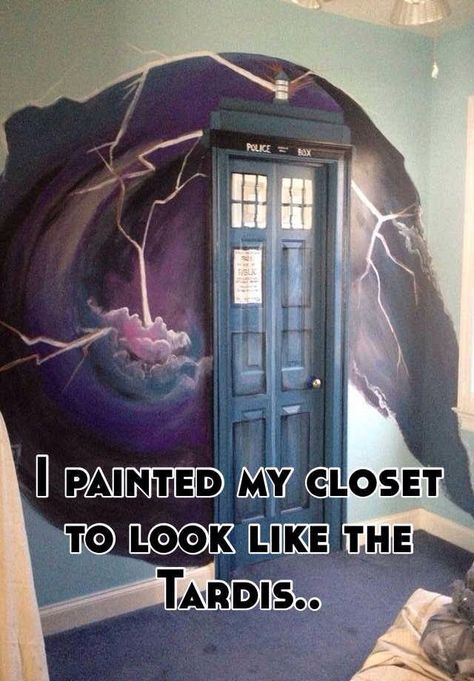 OHMYGOD! Painted Closet, Diy Bedroom, Wibbly Wobbly Timey Wimey Stuff, The Tardis, Timey Wimey Stuff, Time Lords, Bedroom Closet, Nerd Alert, Geek Out