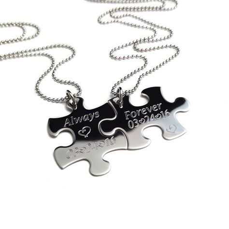 Interlocking Always and Forever Puzzle Piece Couples Set,  Couples Jewelry,  Engraved Jewelry,  Puzz Puzzle Jewelry Diy, Love Puzzle Pieces, Jigsaw Puzzle Jewelry, Puzzle Piece Earrings, Puzzle Piece Necklace Couples, Puzzle Piece Necklace, Couple Jewelry, Diy Valentines Gifts, Engraved Jewelry