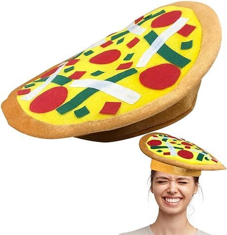 Funny Hats Diy, Pizza Hat, Funny Pizza, Crazy Hat Day, Silly Hats, Novelty Hats, Pizza Funny, Hat Day, Crazy Hats