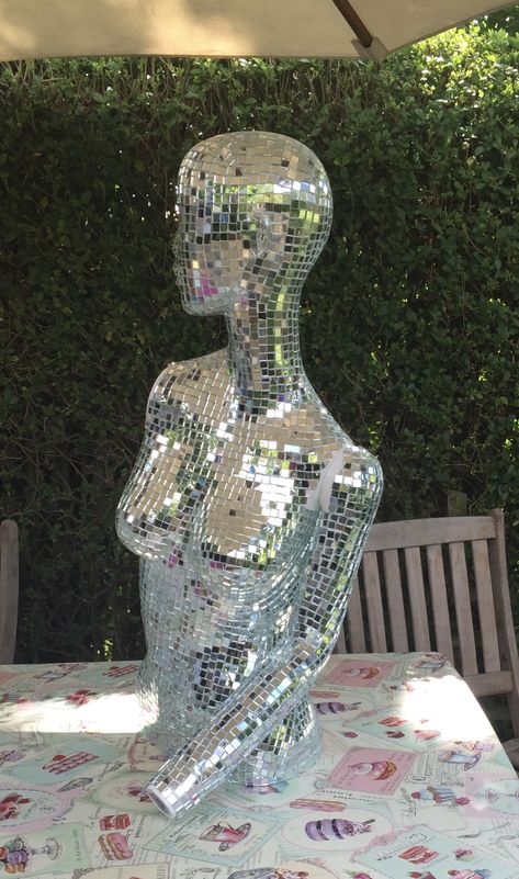 Disco Mosaic, Maximalist House, Disco Wall, Rental Friendly, Mannequin Art, Mosaic Table Top, Mosaic Pictures, Mirror Mosaic, Mosaic Table