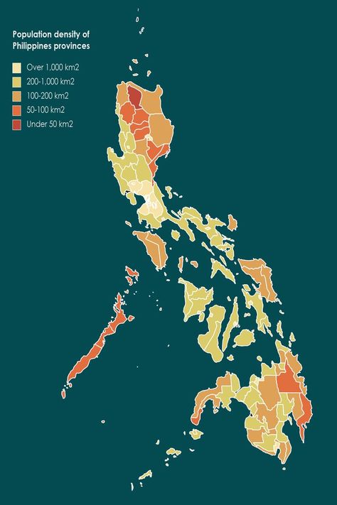 Population density of Philippines provinces (2020) - per square kilometer Population Density, Population Growth, Dog Days, Density, Philippines, Map, Square, Movie Posters, Quick Saves