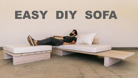 Outside Sofa Diy, Diy Couch Platform, Outdoor Sofa Diy How To Build, Diy Patio Daybed, Diy Outdoor Sofa Easy, Diy Garden Sofa, Diy Sofa Frame, Diy Sectional Sofa Indoor, Patio Couch Diy