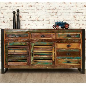 Unique and Unusual Furniture | notonthehighstreet.com Reclaimed Wood Sideboard, Contemporary Sideboard, Large Sideboard, Reclaimed Timber, Reclaimed Wood Furniture, Iron Handles, Wood Sideboard, Loft Spaces, Oak Furniture