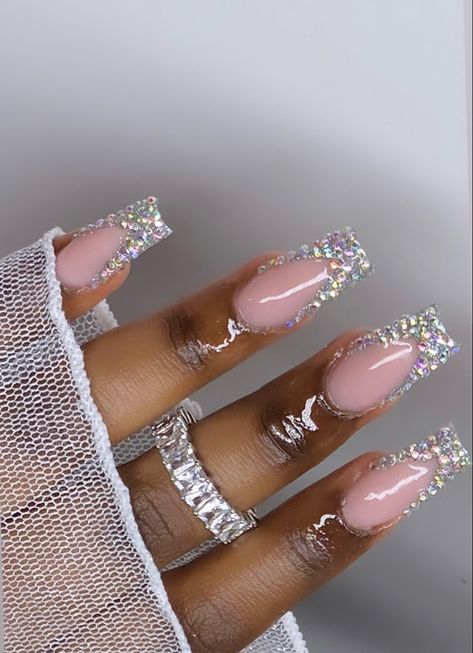 Aquarius Birthday Nails Acrylic, Acrylic Baddie Nails, Birthday Nail Set Ideas Sweet 16, Aquarius Nails Acrylic, Aquarius Birthday Nails, Aquarius Nails, Simple Prom Nails, Alien Nails, Teen Nails