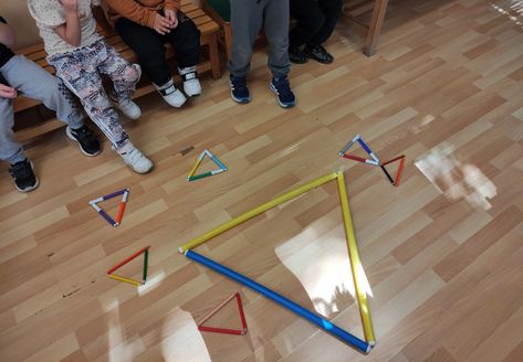 TeachersMag.com Triangle Game, Triangles Activities, Movement Preschool, Handmade Cat Toys, Apple Preschool, Dramatic Play Preschool, Digging Tools, Math Challenge, Handprint Craft