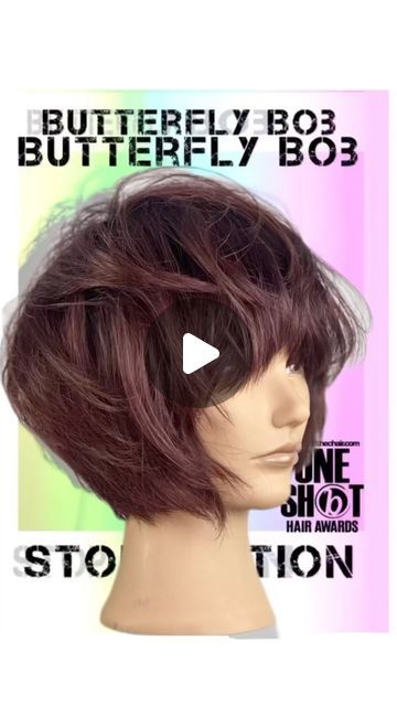 Butterfly Bangs Short Hair, Butterfly Bob Haircut, Short Butterfly Cut, Hairstylist Tips, Butterfly Bob, Butterfly Layers, Bob Cut Styles, Concave Bob, Angled Bob Haircuts