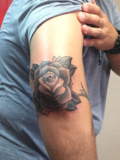 Rose elbow tattoo Rose Tattoo On Elbow, Elbow Rose Tattoo, Around The Elbow Tattoo, Rose Elbow Tattoo, Tattoo On Elbow, Tattoo Elbow, Money Rose Tattoo, Mantis Tattoo, Rose Tattoo Meaning