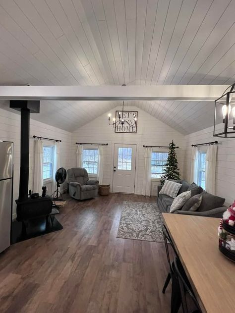 Tiny Barndominium Interior, Shed Apartment Ideas, 16x30 Shed House Interior, Mini Barndominium Interior, Tiny Shed Homes Interiors, Shed To House Conversion Interiors, 12x40 Shed House Interior, Shed House Interior Ideas, 16x40 Shed House Interior