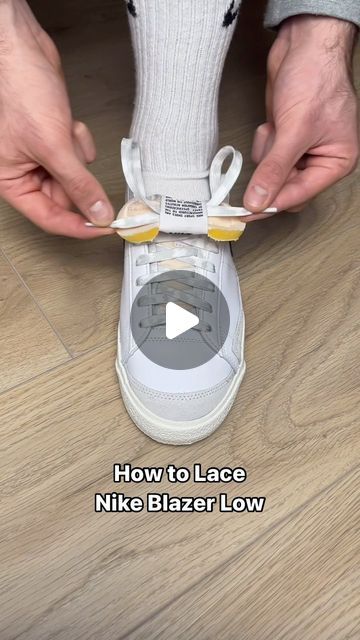 Strapz Premium Sneaker Laces on Instagram: "Would you lace your sneakers like this?🤔👀 #sneakers #nikeblazer #hypebeast #shoesaddict #sneakerlover #kicksonfire #asmrsounds #asmr #instasneakers" Ways To Tie Laces Sneakers, How To Lace Nike Blazers, Lace Sneakers Ways To, Sneakers Laces Style, Sneaker Laces Ideas, Different Ways To Lace Shoes, Shoe Lace Hacks, Smelly Shoes, Ways To Lace Shoes