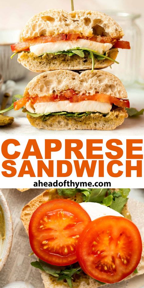 Tomato And Mozzarella Sandwich, Fresh Mozzarella Sandwich Recipe, Sandwiches On Ciabatta Bread, Chibatta Sandwich Ideas, Ciabatta Sandwich Recipes Vegetarian, Pesto Mozzarella Sandwich, Mozzarella Tomato Basil Sandwich, Tomato Pesto Sandwich, Ciabatta Sandwiches