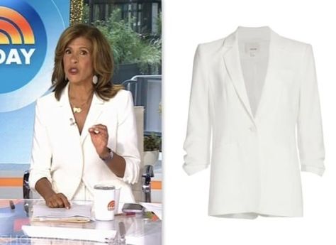 The Today Show: August 2023 Hoda Kotb's Ivory Ruched Sleeve Blazer Ruched Sleeve Blazer, Hoda Kotb, Ruched Sleeve, Today Show, Fashion Looks, Blazer, Tv, Clothes