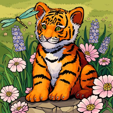 Zoo Drawing, Color Day, Glass Painting Patterns, Interesting Drawings, Tiger Drawing, Zen Colors, Cute Tiger, Tiger Painting, Art Sketches Pencil