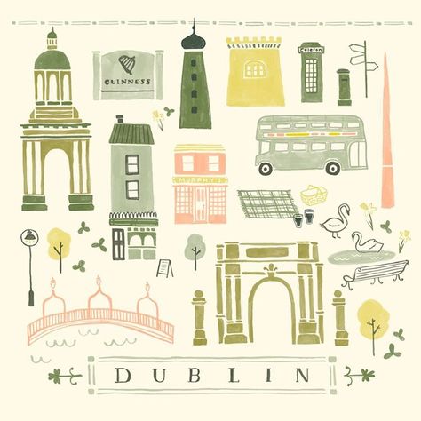 Irish Illustration, Oktoberfest Trip, Dublin Shopping, Ireland Illustration, Dublin University, Dublin Illustration, Dublin Library, Dublin Things To Do, Irish Poster