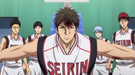 Teppei Kiyoshi Shield of the Seirin Basketball Team Seirin Team, Kiyoshi Teppei, Kuroko No Basket Characters, Midorima Shintarou, Takao Kazunari, Basketball Anime, Il Re Leone, Generation Of Miracles, Kuroko Tetsuya