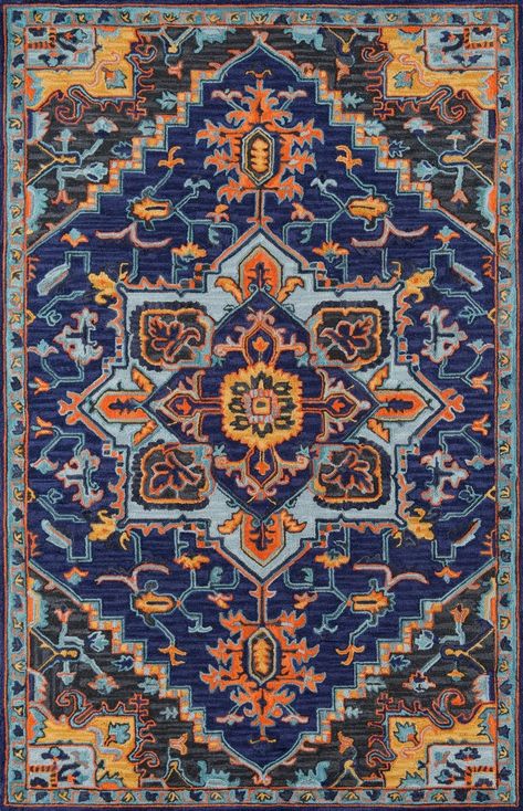 Momeni Rugs, Flowers Vines, Area Rug Decor, Rug Direct, Navy Rug, Bohemian Area Rugs, Navy Area Rug, Yellow Tones, Transitional Area Rugs