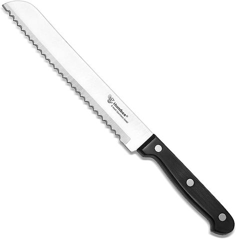 Amazon.com: HUMBEE Chef 8 Inch, Serrated Bread Knife, Black: Home & Kitchen Entertaining Dinner, Serrated Knife, Bread Slicer, Black Everything, Dinner Guest, Specialty Knives, Black Home, Bread Knife, Wedding Registry