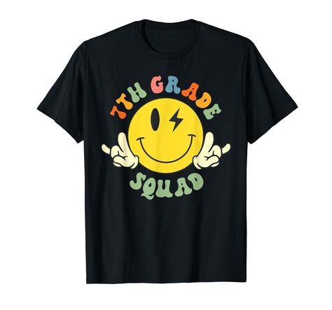 PRICES MAY VARY. Cool smile face rock and roll in groovy trendy style is first day of school shirt for 7th grade welcome back to school. Gifts for teachers and student. Cool apparel for team 7th squad or crew. Hippie groovy 1st day of school for son, daughter, niece or nephew. Lightweight, Classic fit, Double-needle sleeve and bottom hem Teacher Retirement Gifts, School Field Trip, Retro Groovy, Cute Outfits For School, T Shirt Image, Teacher Outfits, Back To School Gifts, Boho Vintage, Teacher Tshirts