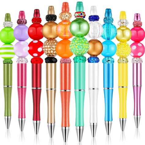 PRICES MAY VARY. Adequate Quantity: you will receive 10 different colors of beadable pens for DIY, 20 large hole spacer beads, 20 bubblegum beads; The abundant quantity and style is enough to meet your different use and replacement needs Reliable Material: our portable beadable pen is mainly made of reliable plastic material, which is smooth to write and not easy to leak ink; The product is easy to carry, not easy to break, and can serve you for a long time Suitable Size: our DIY beaded pen is a Teacher Appreciation Gifts Ideas, Pokey Tool, Silicone Bead Ideas, Epoxy Pens, Bead Pens, Diy Pen, Beadable Pens, Fancy Pens, Pen Craft