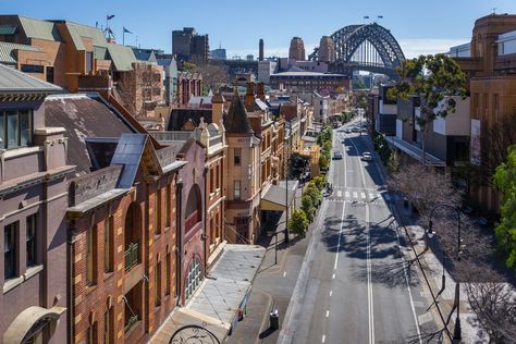 Where to Stay in Sydney – Neighborhoods & Area Guide - The Crazy Tourist The Rocks Sydney, Harbor Bridge, Sydney Travel, Visit Sydney, Sydney City, Harbour Bridge, Famous Beaches, Gold Coast Australia, Famous Buildings