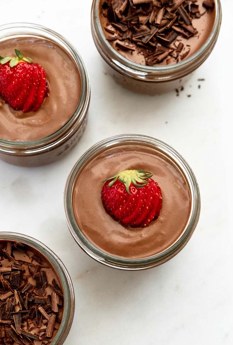 The Best Vegan Chocolate Mousse Chocolate Chip Mousse, Tofu Chocolate Mousse, Vegan Mousse, Vegan Chocolate Mousse, Avocado Pudding, High Protein Desserts, Silken Tofu, Protein Desserts, Chocolate Craving