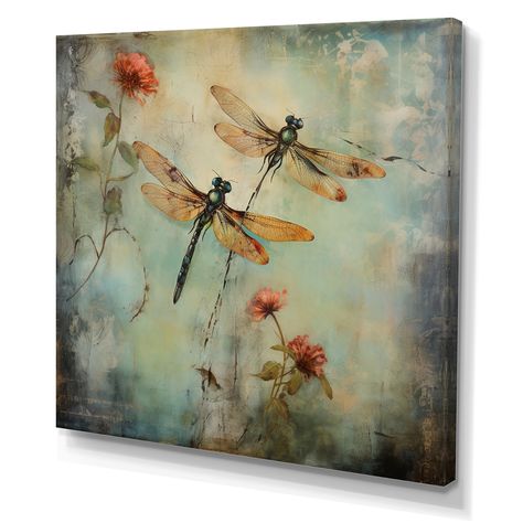 You'll love the August Grove® Vintage Painting Of Dragonfly Flying at Wayfair - Great Deals on all products with Free Shipping on most stuff, even the big stuff. Dragonfly Flying, Background Artwork, Dragonfly Painting, Beautiful Nature Photography, Living Room Brown, Acrylic Wall Decor, 3d Metal Wall Art, Room Brown, Enamel Plate