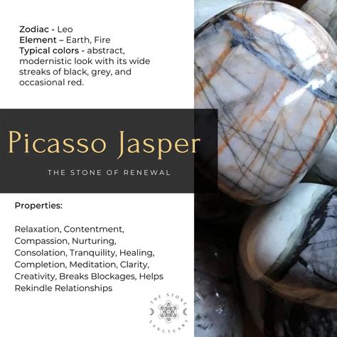 Picasso Jasper Crystal Meaning, Crystal Wishlist, Lost Friendships, Spiderweb Jasper, Rekindle Relationship, Jasper Meaning, Green Goldstone, Crystal Cave, Blue Onyx