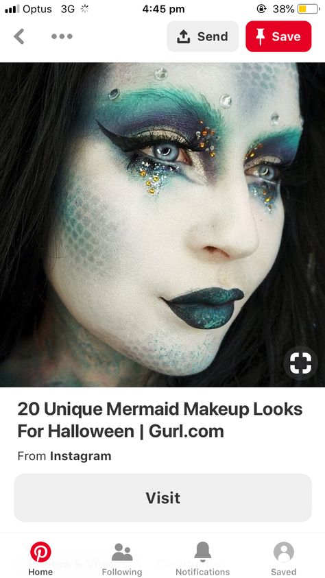 Dark Mermaid Makeup, Sea Witch Costume, Karneval Diy, Mermaid Makeup Halloween, Evil Mermaids, Siren Costume, Dark Costumes, Fish Makeup, Monster Makeup