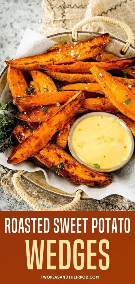 Roasted Sweet Potato Wedges Sweet Potato Wedges Oven, Oven Roasted Sweet Potato Fries, Potato Wedges Fried, Crispy Sweet Potato Wedges, Roasted Sweet Potato Wedges, Baked Sweet Potato Wedges, Potato Fries Baked, Sweet Potato Oven, Sweet Potato Seasoning