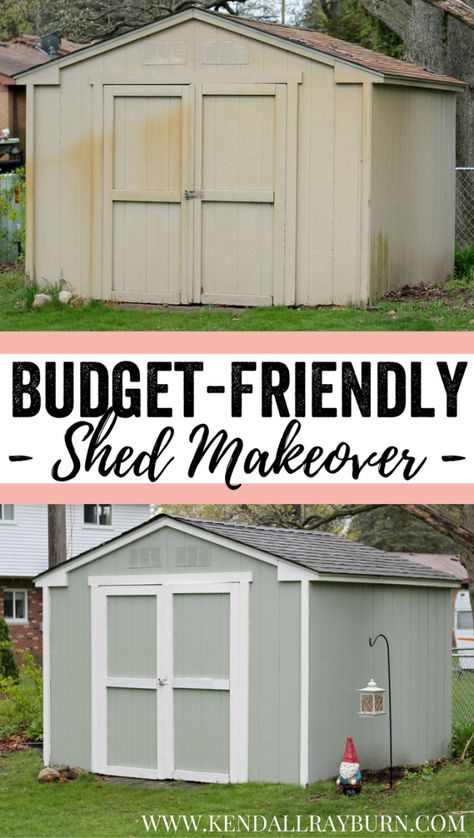 Budget-Friendly Shed Makeover | See how we transformed our shed on a budget! #AD #RoofedItMyself Shed Conversion Ideas, Rustic Outdoor Decor, Shed Makeover, We Shed, Backyard Shed, Outdoor Sheds, Metal Shed, She Sheds, Diy Shed